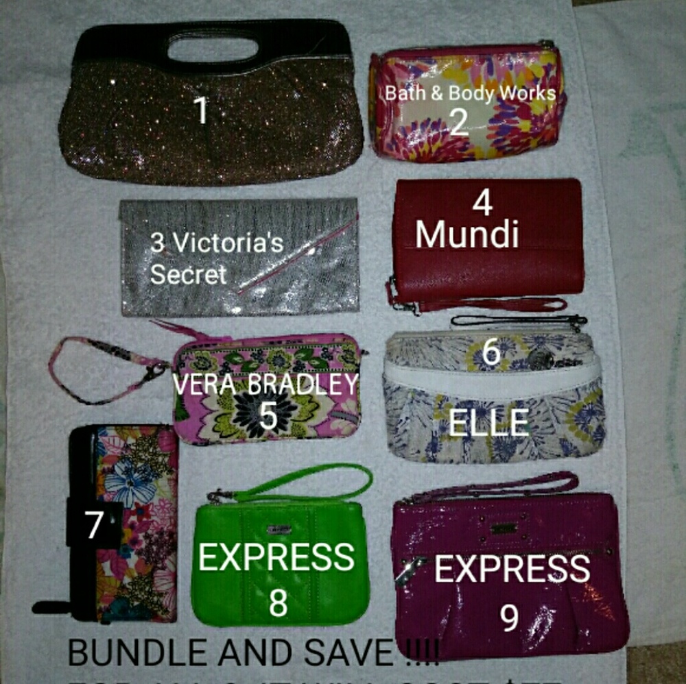 BUNDLE : WRISTLETS, WALLETS, CLUTCHES, ETC.